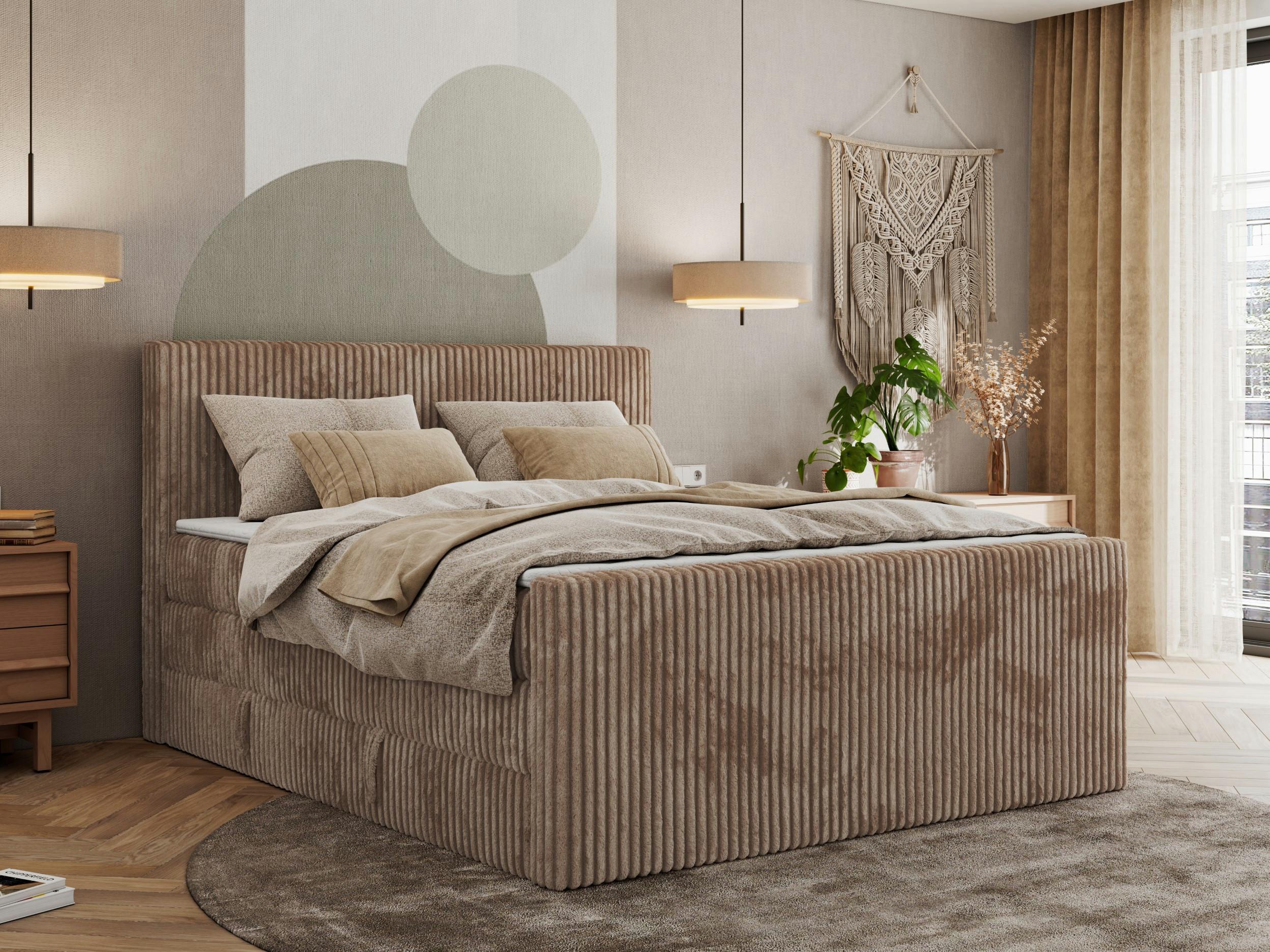 wohnli-moebel-suche-800000911567-1 BOXSPRINGBETT TILIANO KING DUO 200/200 - Braun Cord - H3 Textil MKS Möbel > Betten > Boxspringbetten Braun