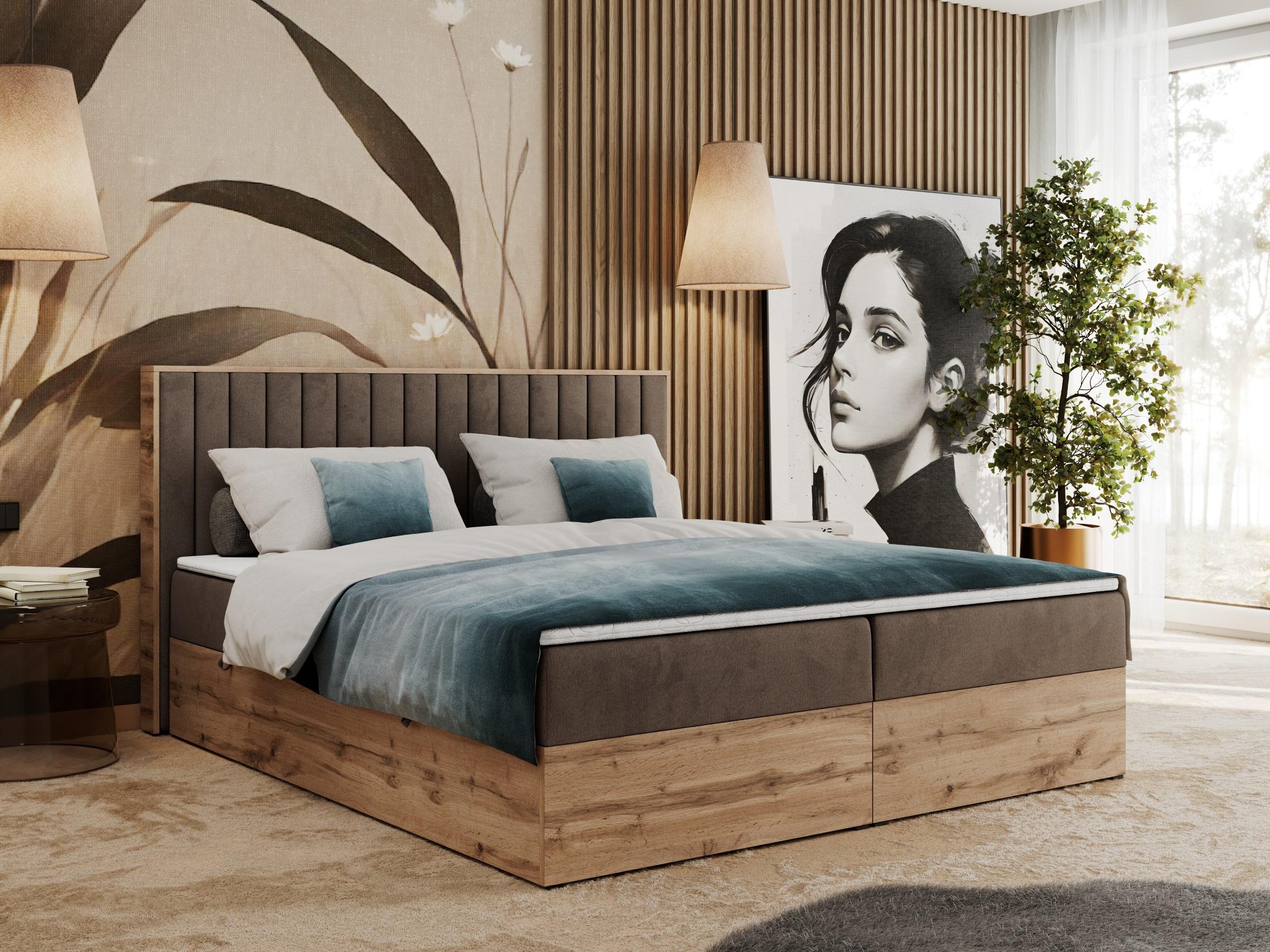wohnli-moebel-suche-800000911568-1 BOXBETT ALBERO 4 - 160/200 Braun Velvet - H4 Holz MKS Möbel > Betten > Boxspringbetten Braun