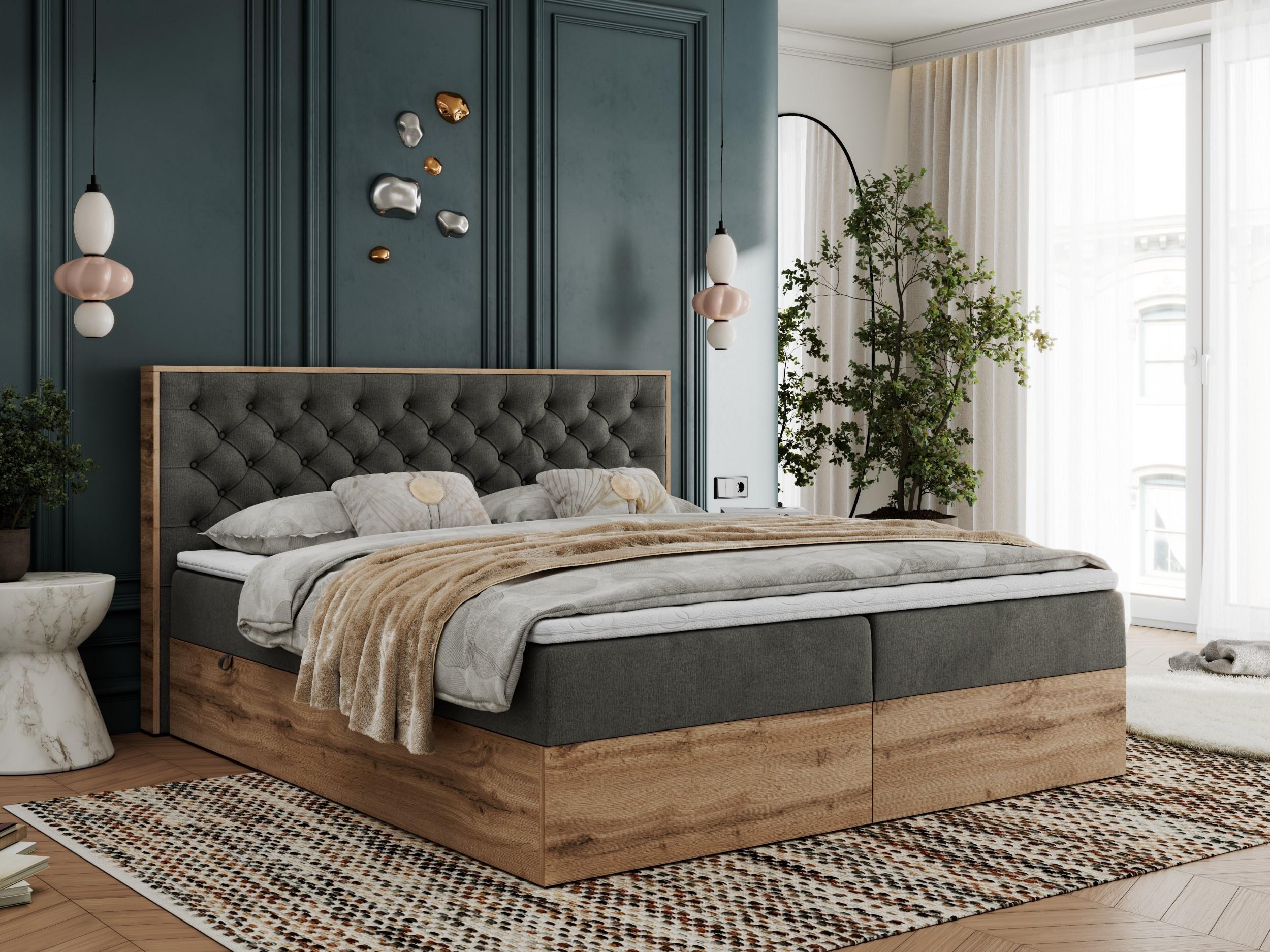 wohnli-moebel-suche-800000911607-1 BOXBETT ALBERO 3 - 140/200 Dunkelgrau Velvet - H4 Holz MKS Möbel > Betten > Boxspringbetten Grau