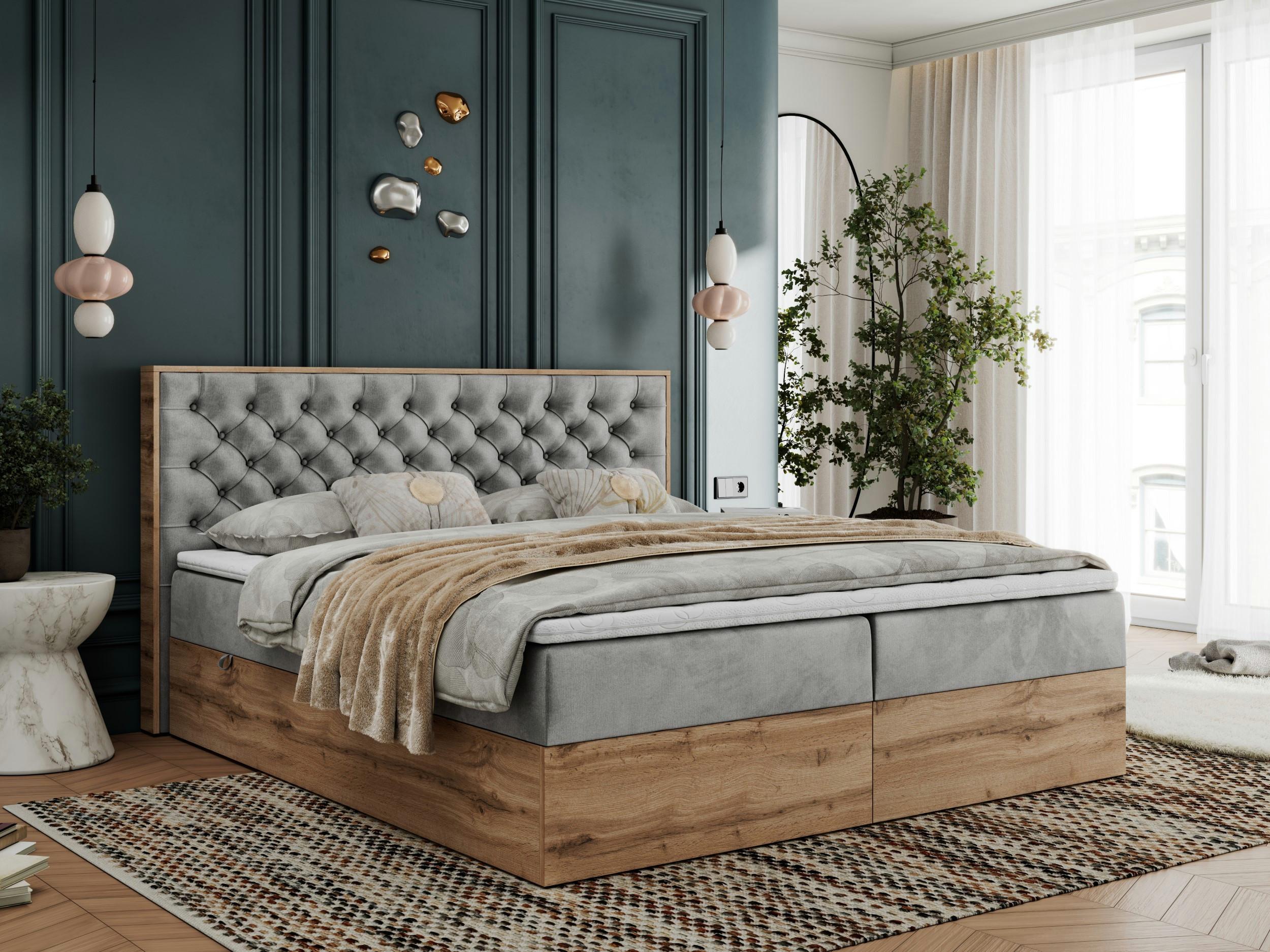 wohnli-moebel-suche-800000911614-1 BOXBETT ALBERO 3 - 140/200 Hellgrau Velvet - H4 Holz MKS Möbel > Betten > Boxspringbetten Grau