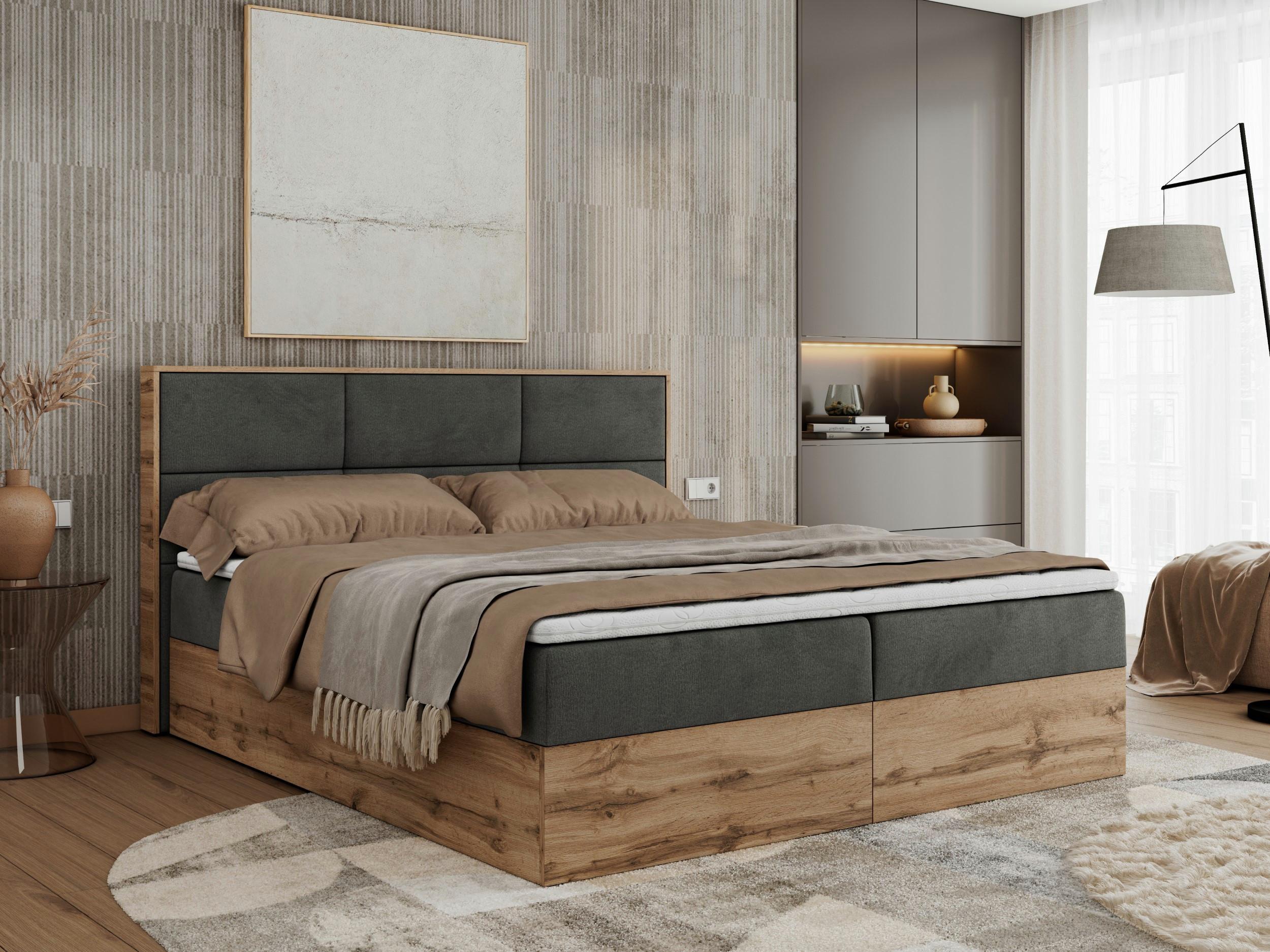 BOXBETT ALBERO 2 - 200/200 Dunkelgrau Velvet - H4 Holz MKS Möbel > Betten > Boxspringbetten Grau
