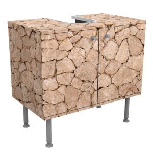 Wohnli Möbelsuche - WASCHBECKENUNTERSCHRANK Apulia Stone Wall - Alte Steinmauer aus großen Steinen 60/55/35 cm
