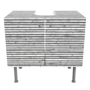 wohnli-moebel-suche-800000912504-1 WASCHBECKENUNTERSCHRANK Holzwand mit schmalen Leisten schwarz weiß 60/55/35 cm Holzwerkstoff Bilderwelten Möbel > Schränke > Badezimmerschränke > Waschbeckenunterschränke Schwarz