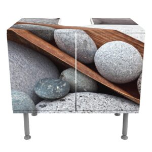 WASCHBECKENUNTERSCHRANK Stillleben mit grauen Steinen 60/55/35 cm Holzwerkstoff Bilderwelten Möbel > Schränke > Badezimmerschränke > Waschbeckenunterschränke Grau