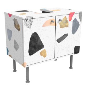 wohnli-moebel-suche-800000912524 Wohnli Möbelsuche - WASCHBECKENUNTERSCHRANK Weißer Terrazzo mit Goldsteinchen 60/55/35 cm