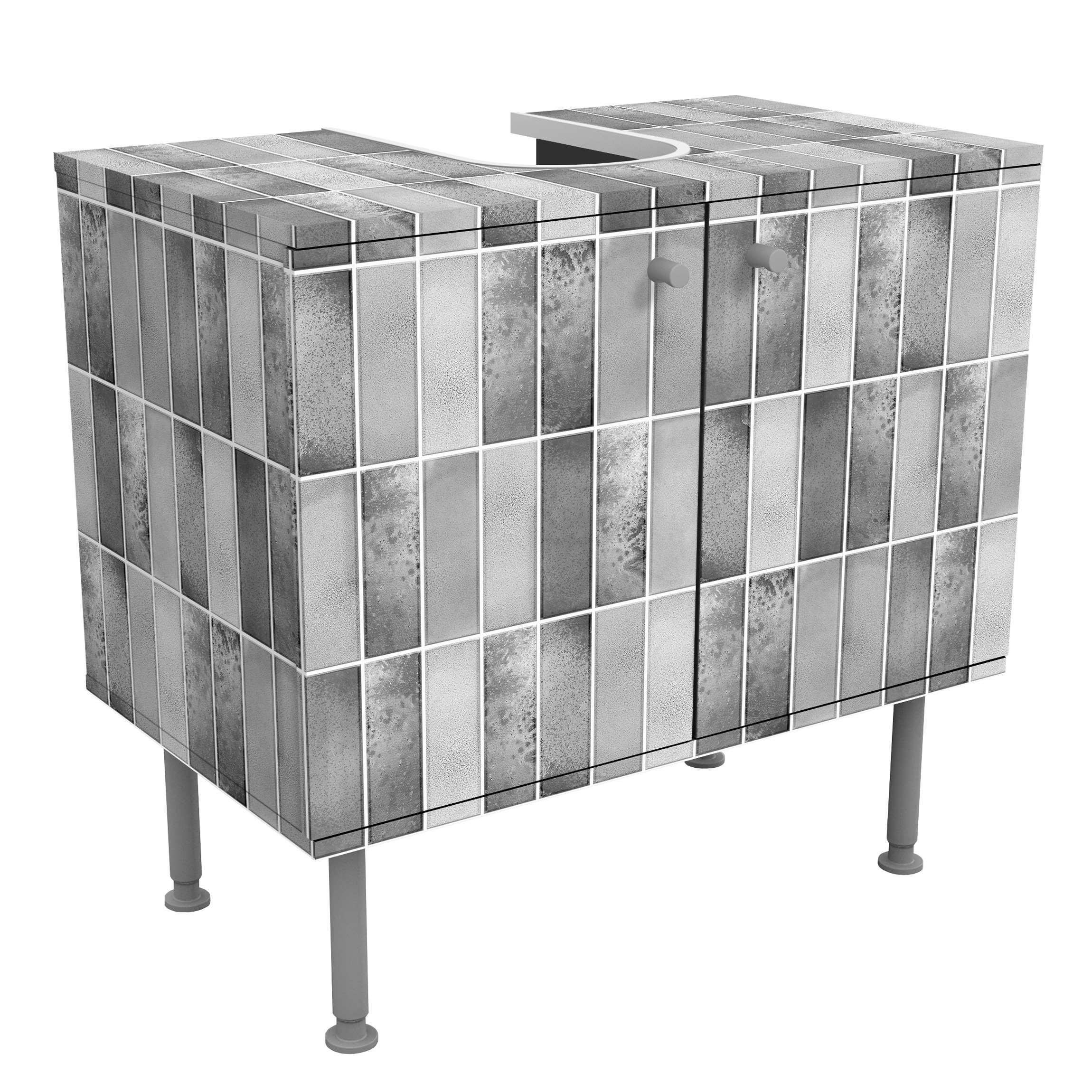 wohnli-moebel-suche-800000912527 Wohnli Möbelsuche - WASCHBECKENUNTERSCHRANK Metro Fliesen Keramikoptik Grau 60/55/35 cm