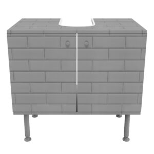 WASCHBECKENUNTERSCHRANK Keramikfliesen hellgrau 60/55/35 cm Holzwerkstoff Bilderwelten Möbel > Schränke > Badezimmerschränke > Waschbeckenunterschränke Grau