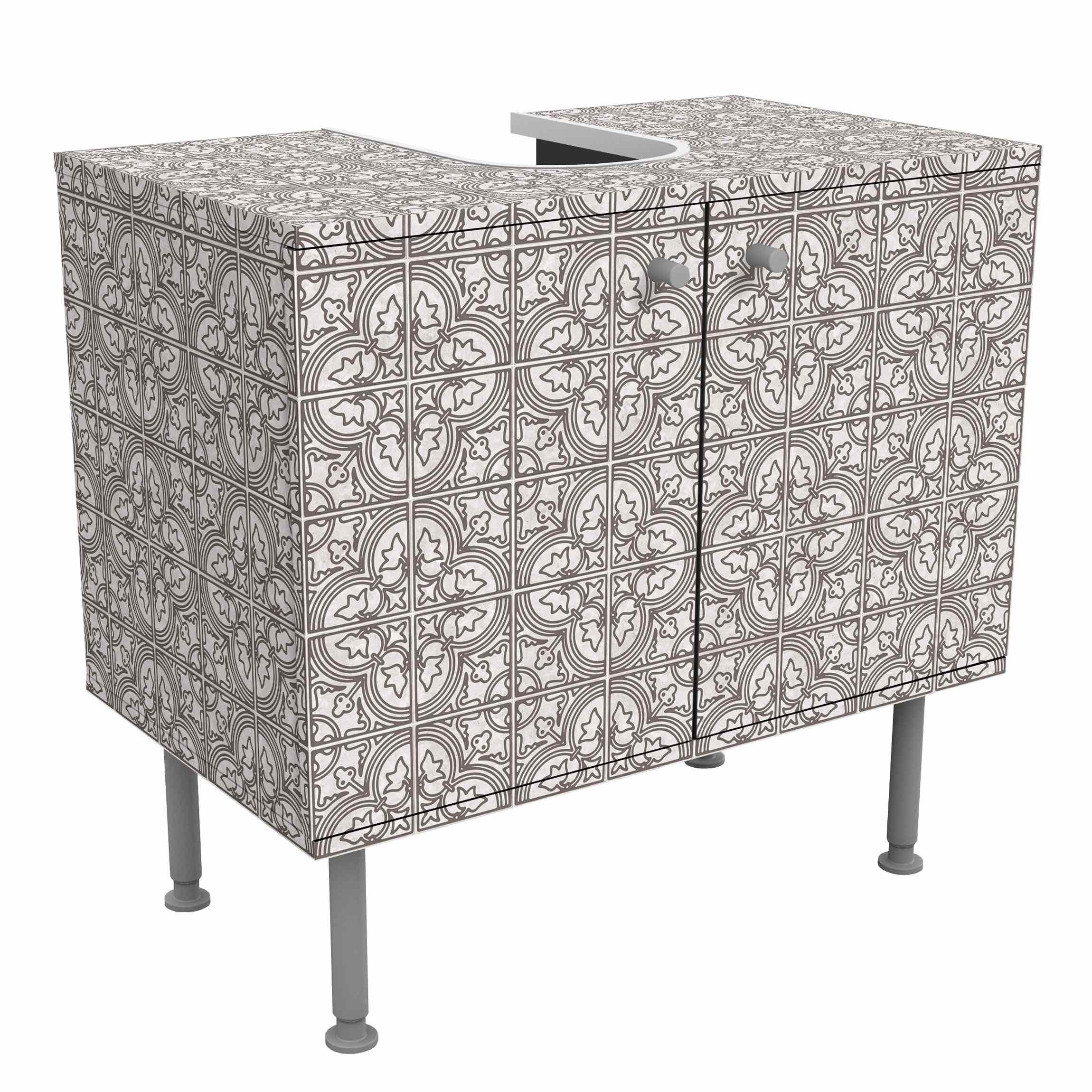 Wohnli Möbelsuche - WASCHBECKENUNTERSCHRANK Fliesenmuster Faro grau 60/55/35 cm