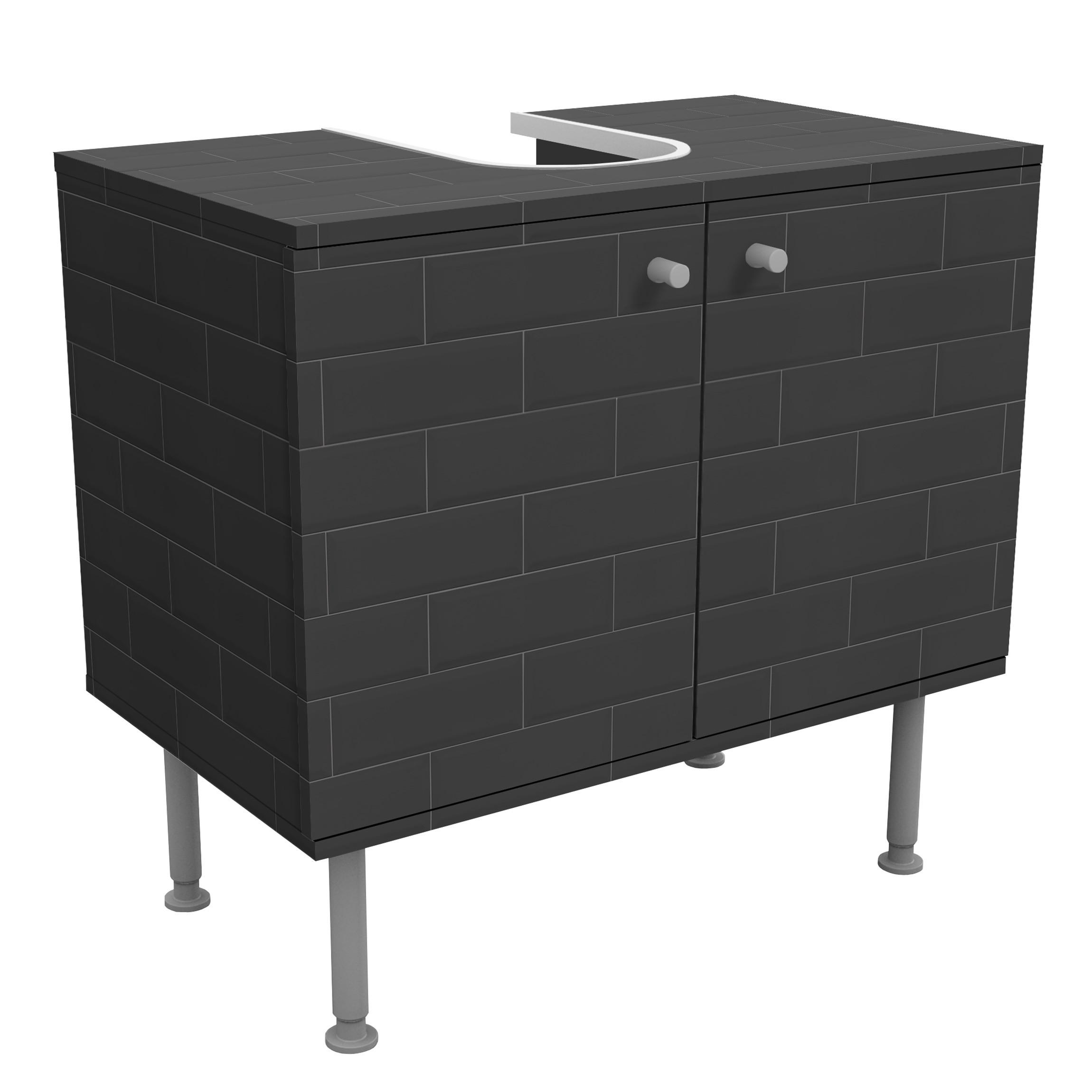 wohnli-moebel-suche-800000912577 Wohnli Möbelsuche - WASCHBECKENUNTERSCHRANK Keramikfliesen anthrazit 60/55/35 cm