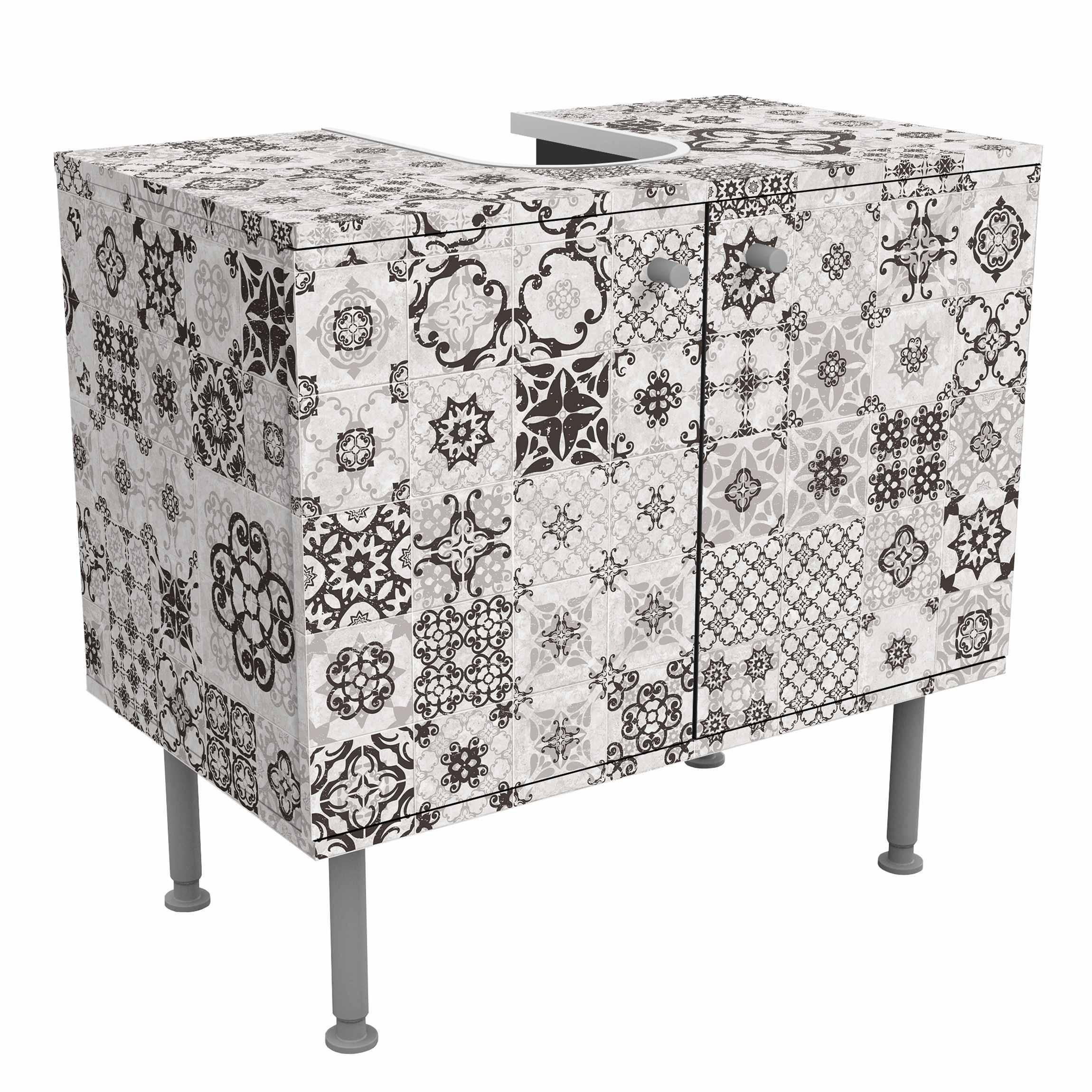 wohnli-moebel-suche-800000912585 Wohnli Möbelsuche - WASCHBECKENUNTERSCHRANK Keramikfliesen Agadir grau 60/55/35 cm