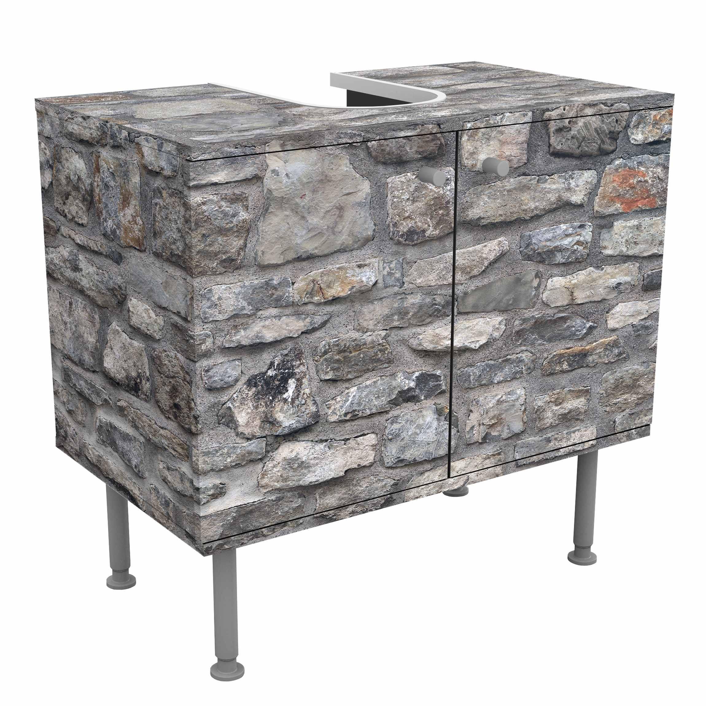 wohnli-moebel-suche-800000912586 Wohnli Möbelsuche - WASCHBECKENUNTERSCHRANK Naturstein Tapete Alte Steinmauer 60/55/35 cm