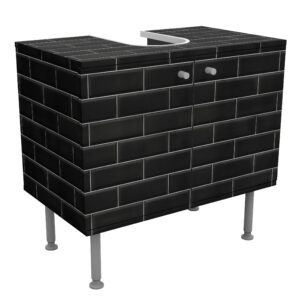 wohnli-moebel-suche-800000912593 Wohnli Möbelsuche - WASCHBECKENUNTERSCHRANK Keramikfliesen Schwarz 60/55/35 cm