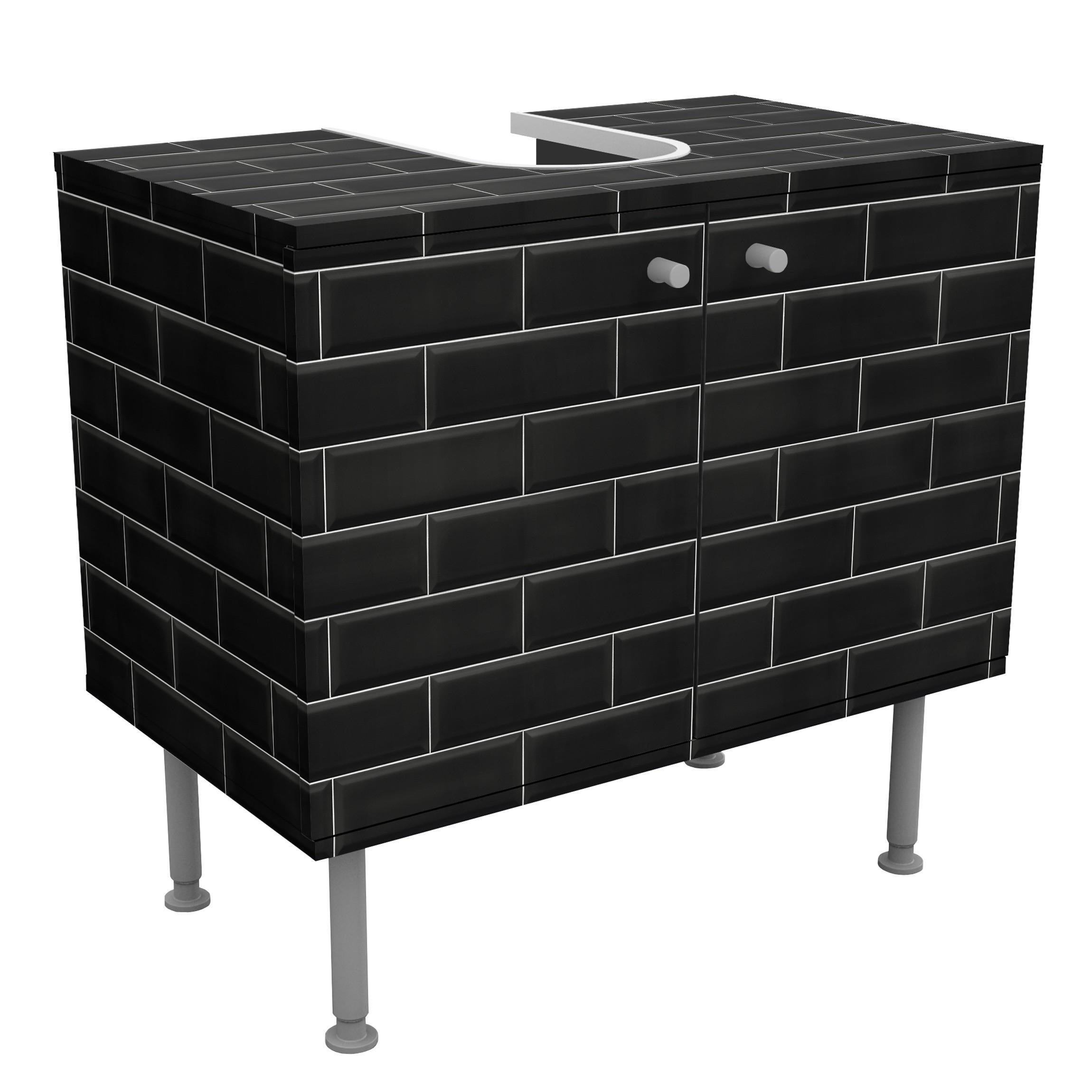 wohnli-moebel-suche-800000912593 Wohnli Möbelsuche - WASCHBECKENUNTERSCHRANK Keramikfliesen Schwarz 60/55/35 cm