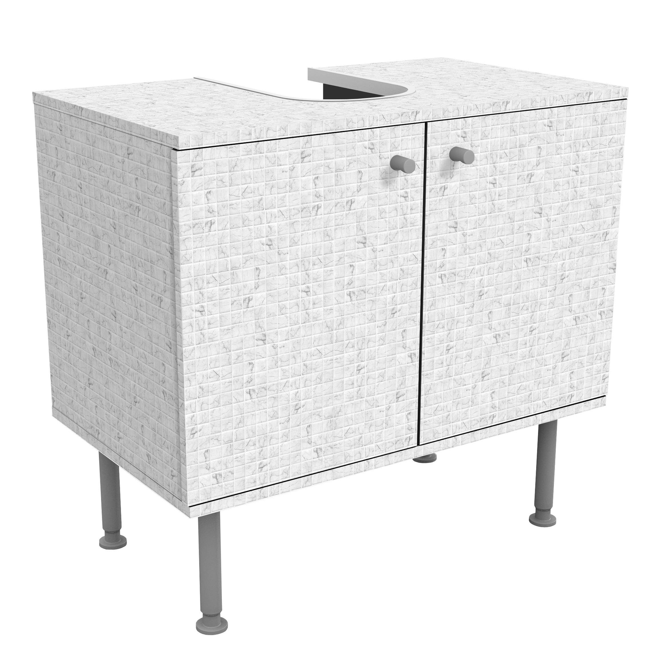 wohnli-moebel-suche-800000912601 Wohnli Möbelsuche - WASCHBECKENUNTERSCHRANK Mosaikfliese Marmoroptik Bianco Carrara 60/55/35 cm