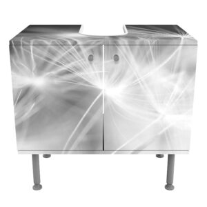 WASCHBECKENUNTERSCHRANK Bewegte Pusteblumen Nahaufnahme auf schwarzem Hintergrund 60/55/35 cm Holzwerkstoff Bilderwelten Möbel > Schränke > Badezimmerschränke > Waschbeckenunterschränke Schwarz