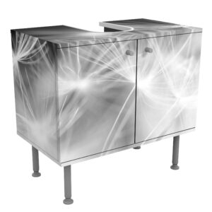 wohnli-moebel-suche-800000912607 Wohnli Möbelsuche - WASCHBECKENUNTERSCHRANK Bewegte Pusteblumen Nahaufnahme auf schwarzem Hintergrund 60/55/35 cm