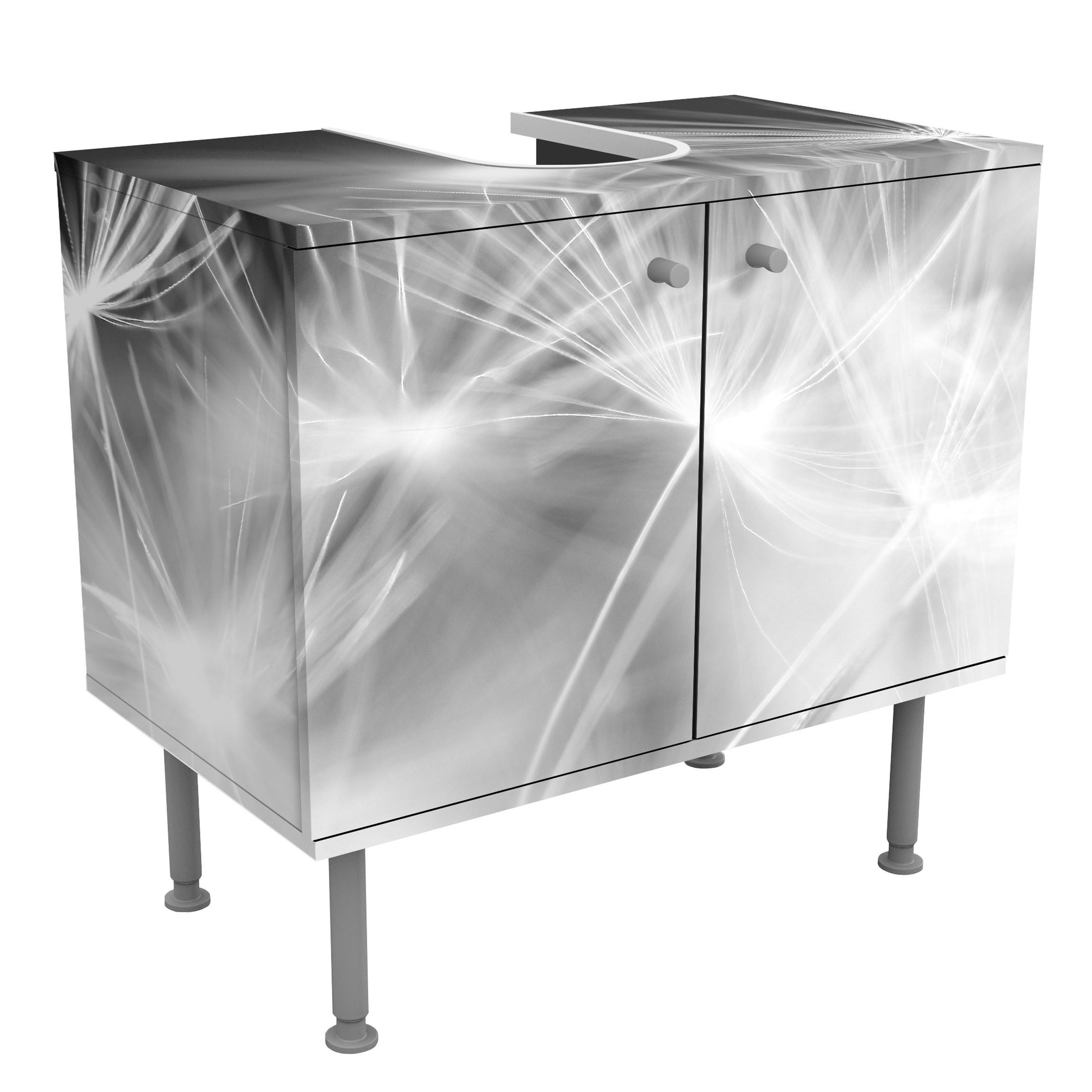 Wohnli Möbelsuche - WASCHBECKENUNTERSCHRANK Bewegte Pusteblumen Nahaufnahme auf schwarzem Hintergrund 60/55/35 cm