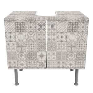 wohnli-moebel-suche-800000912655-1 WASCHBECKENUNTERSCHRANK Fliesenmuster Coimbra grau 60/55/35 cm Holzwerkstoff Bilderwelten Möbel > Schränke > Badezimmerschränke > Waschbeckenunterschränke Grau
