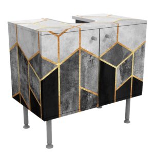 wohnli-moebel-suche-800000912657 Wohnli Möbelsuche - WASCHBECKENUNTERSCHRANK Goldene Sechsecke Schwarz Weiß 60/55/35 cm