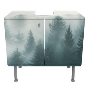 wohnli-moebel-suche-800000912662-1 WASCHBECKENUNTERSCHRANK Nadelwald im Nebel 60/55/35 cm Holzwerkstoff Bilderwelten Möbel > Schränke > Badezimmerschränke > Waschbeckenunterschränke Beige