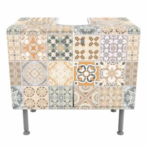 wohnli-moebel-suche-800000912671-1 WASCHBECKENUNTERSCHRANK Vintage Azulejo Keramikfliesen 60/55/35 cm Holzwerkstoff Bilderwelten Möbel > Schränke > Badezimmerschränke > Waschbeckenunterschränke Beige