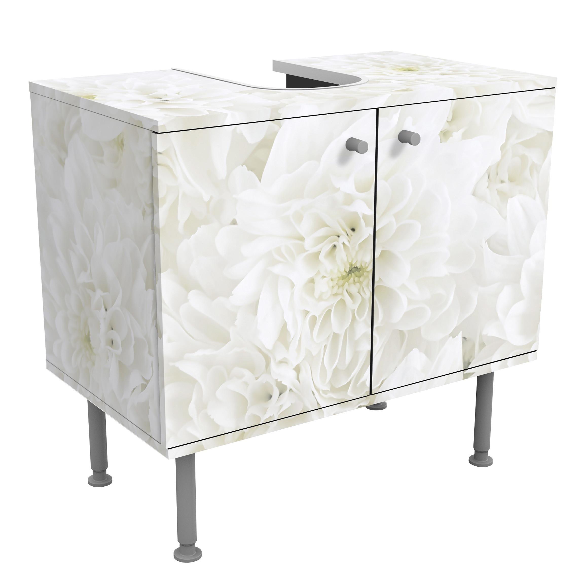 Wohnli Möbelsuche - WASCHBECKENUNTERSCHRANK Dahlien Blumenmeer weiß 60/55/35 cm