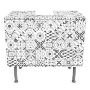 wohnli-moebel-suche-800000912681-1 WASCHBECKENUNTERSCHRANK Geometrischer Fliesenmix Grau 60/55/35 cm Holzwerkstoff Bilderwelten Möbel > Schränke > Badezimmerschränke > Waschbeckenunterschränke Grau