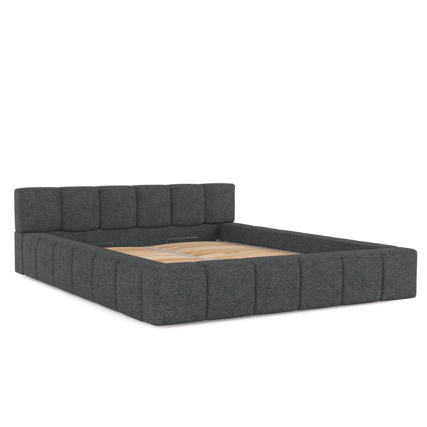 wohnli-moebel-suche-800000912744 Wohnli Möbelsuche - POLSTERBETT Milos mit Stauraum 160/200 cm Anthrazit im Bubble Stoff