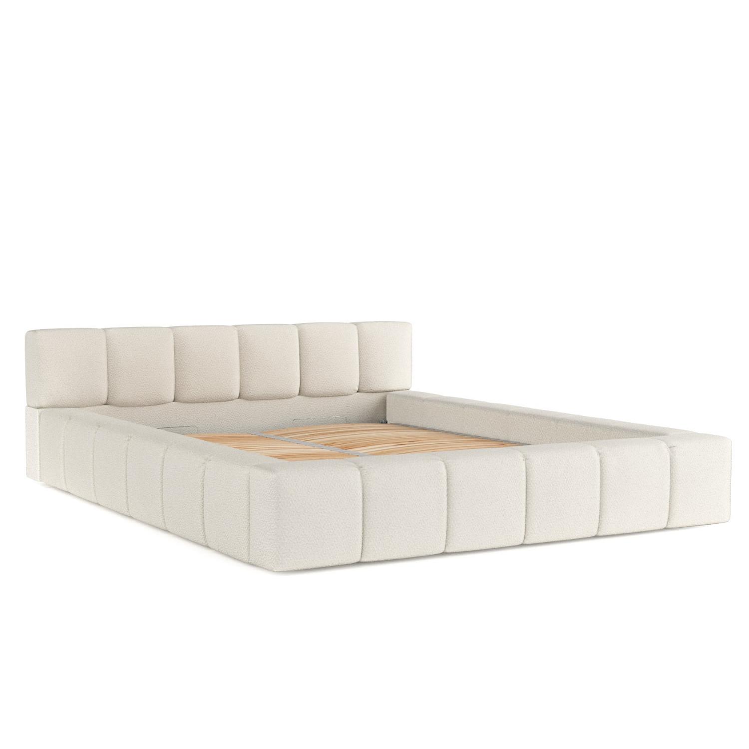 wohnli-moebel-suche-800000912748 Wohnli Möbelsuche - POLSTERBETT Milos mit Stauraum 200/200 cm Weiß im Bubble Stoff