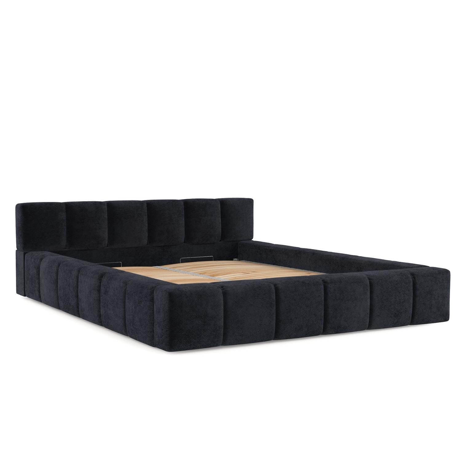 wohnli-moebel-suche-800000912749 Wohnli Möbelsuche - POLSTERBETT Milos mit Stauraum 180/200 cm Schwarz im Terra NW Stoff