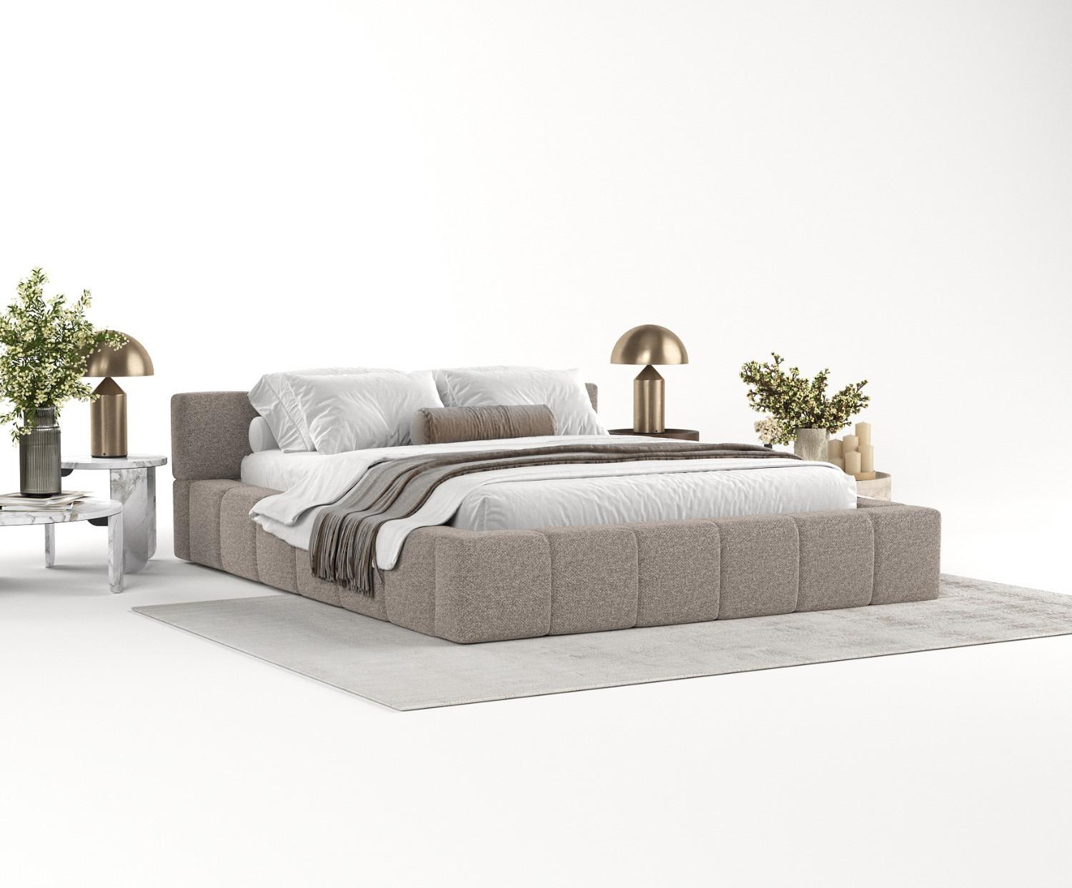 wohnli-moebel-suche-800000912759-1 POLSTERBETT Milos mit Stauraum 200/200 cm Beige im Bubble Stoff Textil AltaBeds Möbel > Betten > Polsterbetten Beige