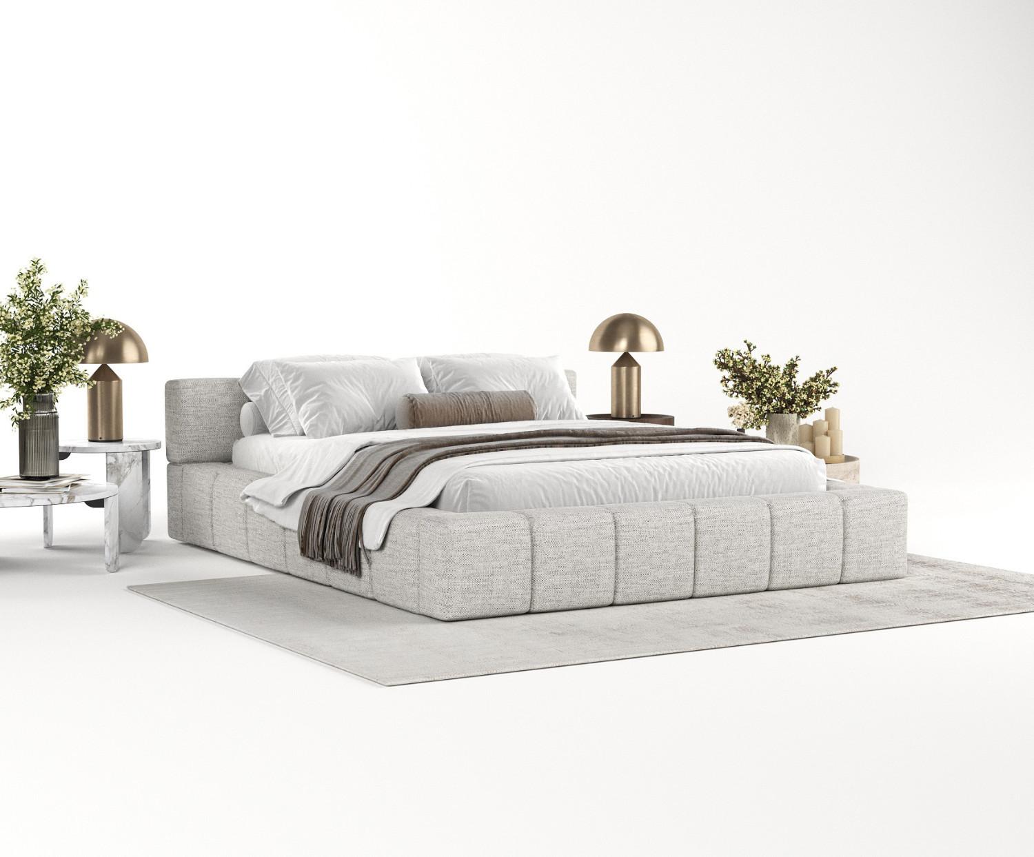 wohnli-moebel-suche-800000912804-1 POLSTERBETT Milos mit Stauraum 200/200 cm Hellgrau im Modesto Stoff Textil AltaBeds Möbel > Betten > Polsterbetten Grau
