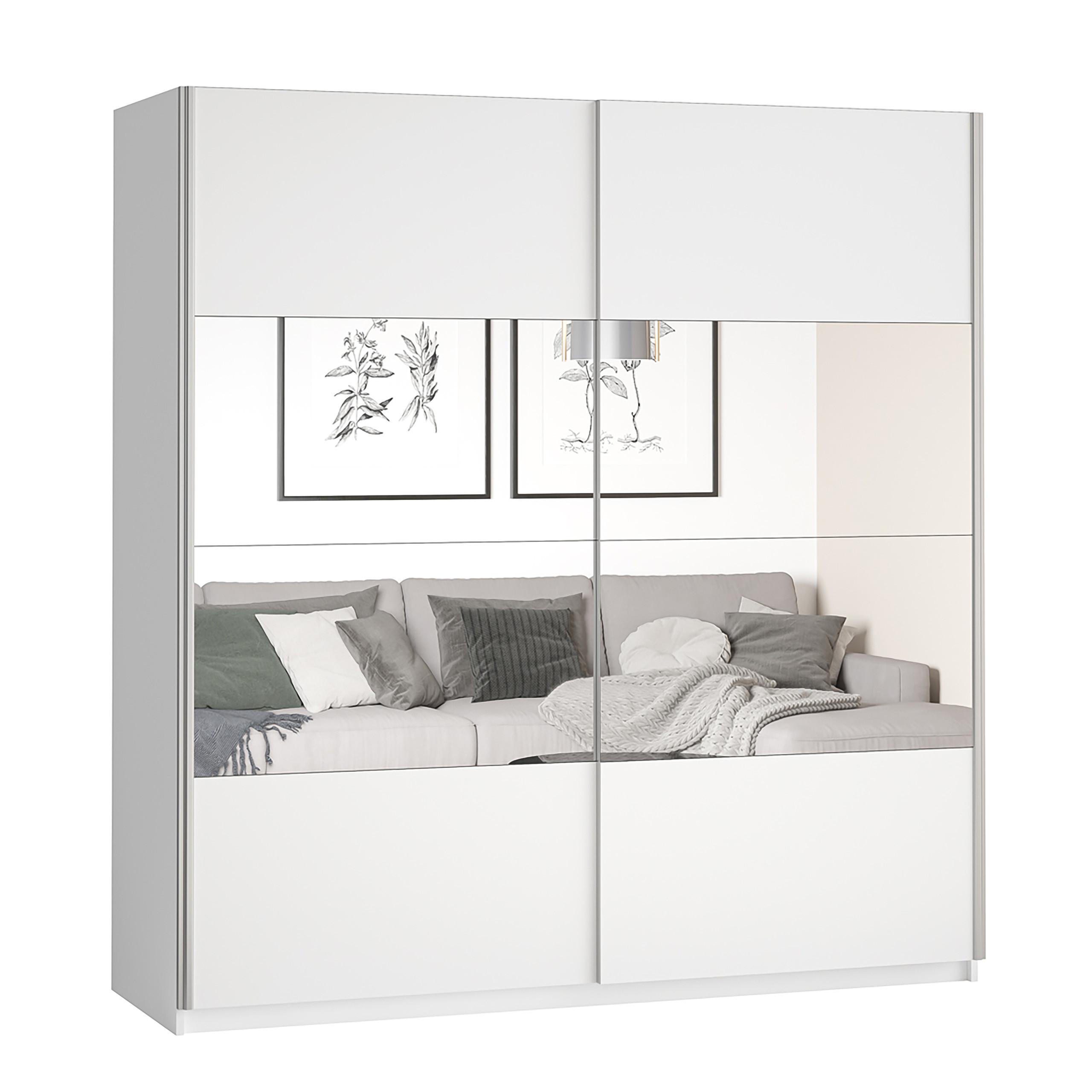 wohnli-moebel-suche-800000913877 Wohnli Möbelsuche - SCHWEBETÜRENSCHRANK BETTINA 221/210/61 cm 2-türig mit Spiegel Weiß