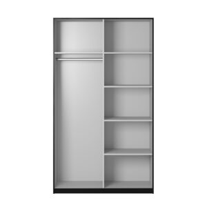 wohnli-moebel-suche-800000913886-1 SCHWEBETÜRENSCHRANK BETTINA 120/210/61 cm 2-türig mit Spiegel Schwarz Holzwerkstoff MASSENO Möbel > Schränke > Kleiderschränke > Schwebetürenschränke Schwarz