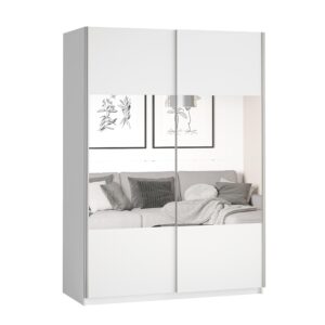 wohnli-moebel-suche-800000913913 Wohnli Möbelsuche - SCHWEBETÜRENSCHRANK BETTINA 150/210/61 cm 2-türig mit Spiegel Weiß