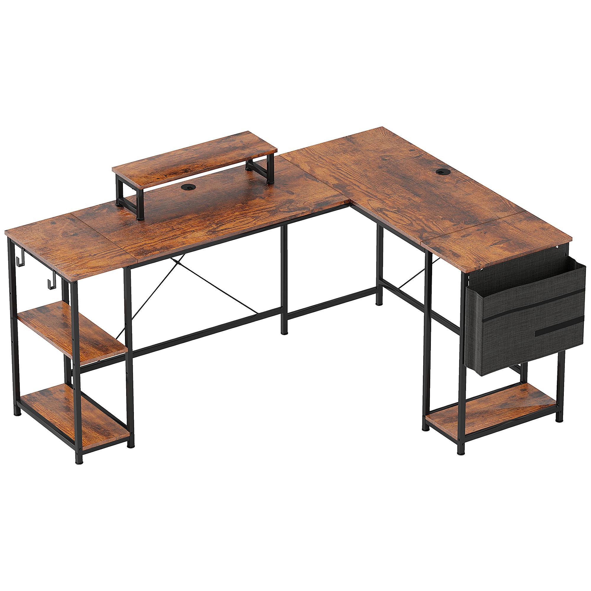 Wohnli Möbelsuche - L-FÖRMIGER Schreibtisch 168 x 120 cm Eckschreibtisch mit Ablagefächern