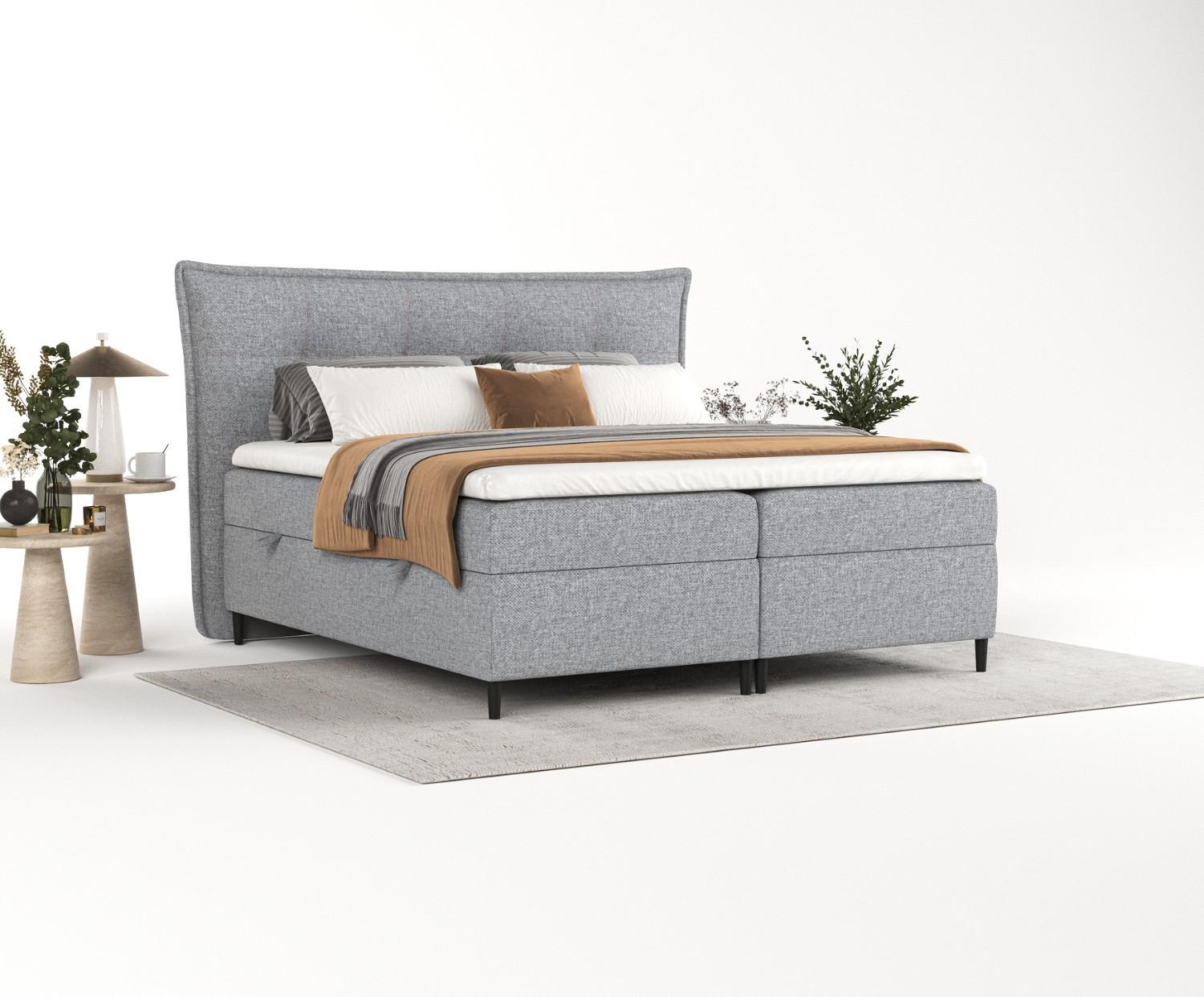 wohnli-moebel-suche-800000917230-1 BOXBETT Las Palmas 160/200 cm Grau im Alta Stoff Textil AltaBeds Möbel > Betten > Boxspringbetten Grau