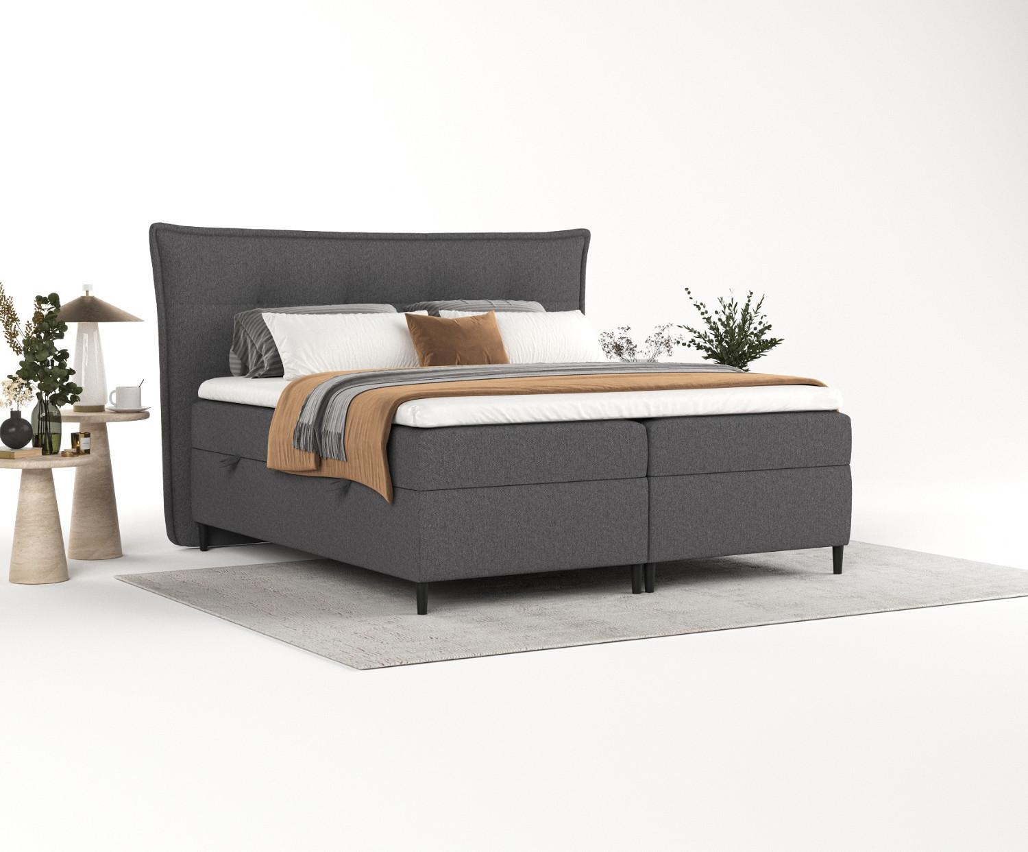 wohnli-moebel-suche-800000917237-1 BOXBETT Las Palmas 200/200 cm Anthrazit im Megan Stoff Textil AltaBeds Möbel > Betten > Boxspringbetten Anthrazit