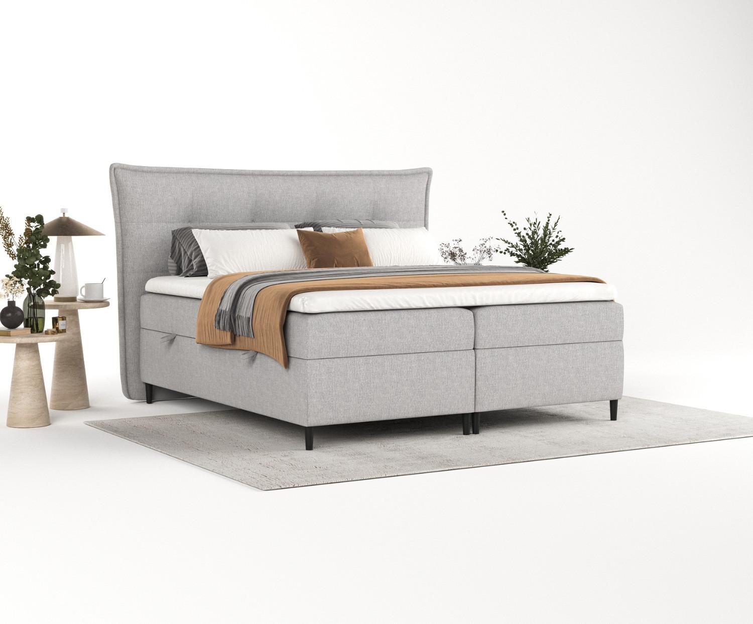 wohnli-moebel-suche-800000917250-1 BOXBETT Las Palmas 200/200 cm Graubeige im Megan Stoff Textil AltaBeds Möbel > Betten > Boxspringbetten Grau