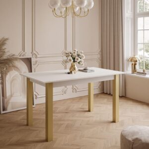 wohnli-moebel-suche-800000920839-1 ESSTISCH ARTON GOLD ausziehbarer Tisch 140-195 cm Klapptisch Wohnzimmer Holzwerkstoff Lookway Möbel > Tische > Esstische Weiß