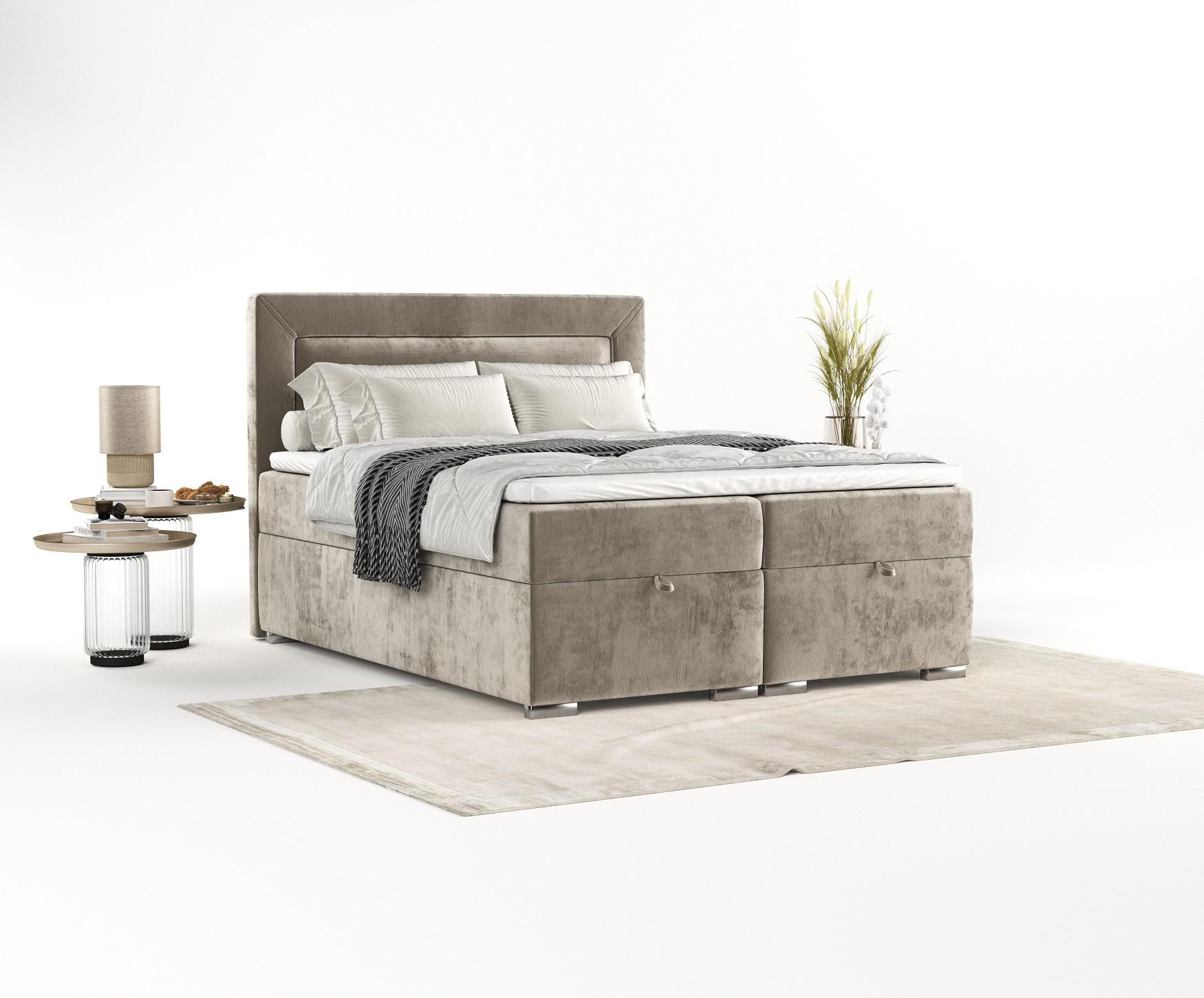 BOXBETT Lontano 160/200 cm Beige im Lotta Stoff Textil AltaBeds Möbel > Betten > Boxspringbetten Beige