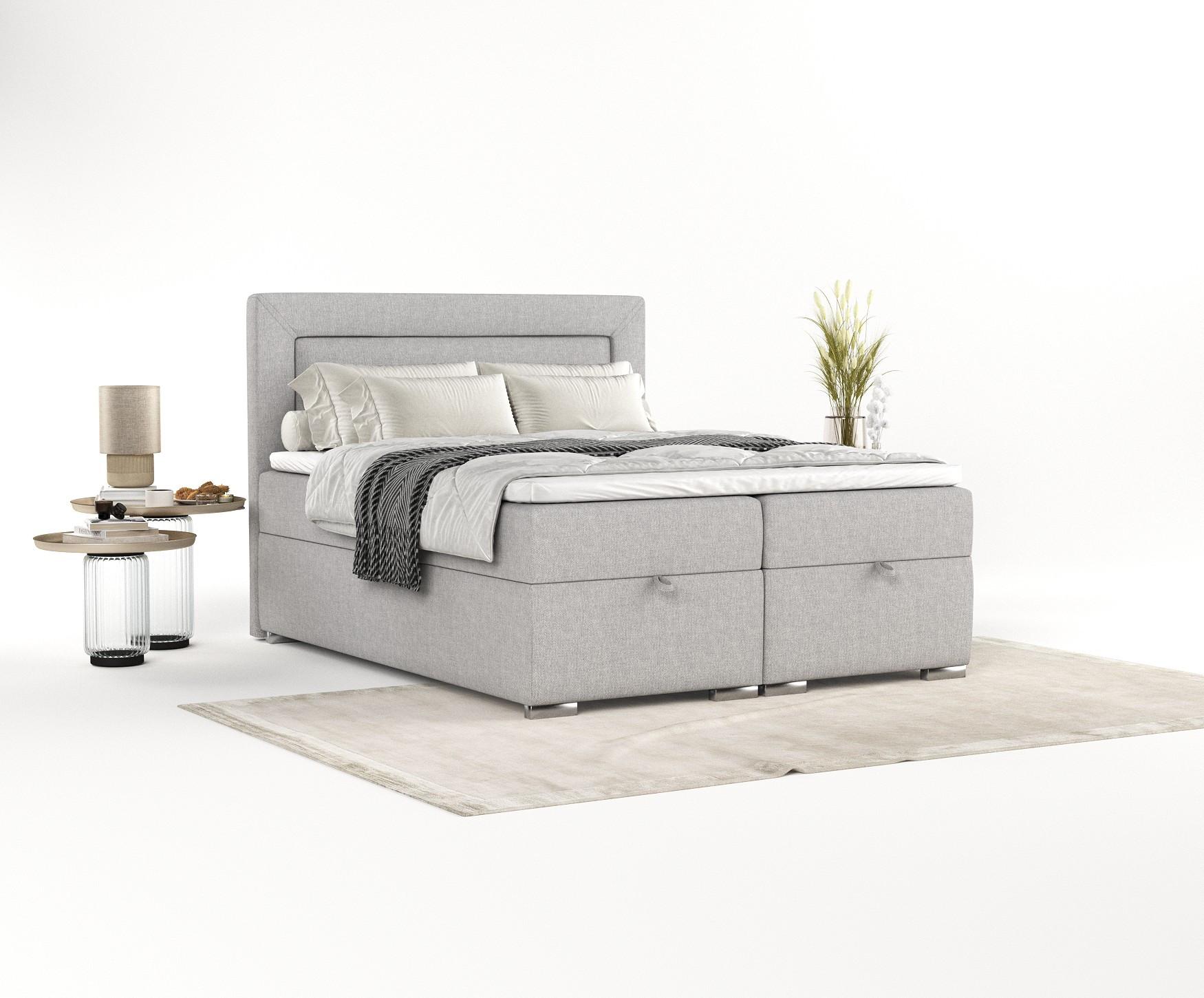 wohnli-moebel-suche-800000921864-1 BOXBETT Lontano 160/200 cm Graubeige im Megan Stoff Textil AltaBeds Möbel > Betten > Boxspringbetten Grau
