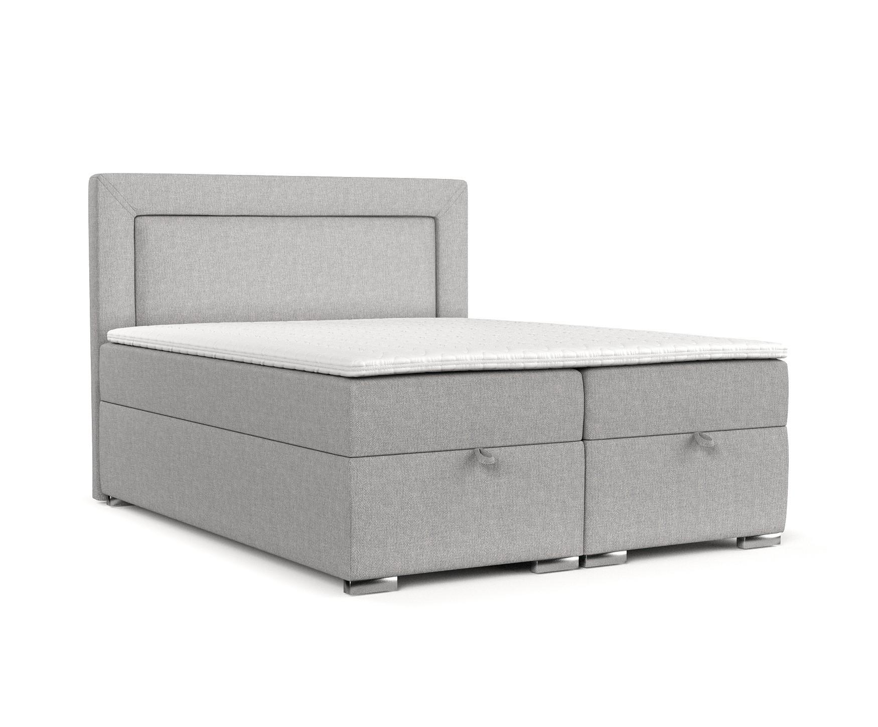 Wohnli Möbelsuche - BOXBETT Lontano 160/200 cm Graubeige im Megan Stoff