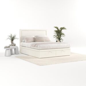 wohnli-moebel-suche-800000922658-1 POLSTERBETT Salma mit Stauraum 180/200 cm Creme im Megan Stoff Textil AltaBeds Möbel > Betten > Polsterbetten Weiß
