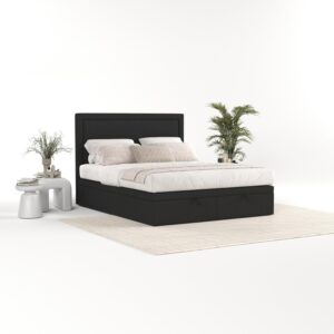 wohnli-moebel-suche-800000922683-1 POLSTERBETT Salma mit Stauraum 200/200 cm Schwarz im Megan Stoff Textil AltaBeds Möbel > Betten > Polsterbetten Schwarz