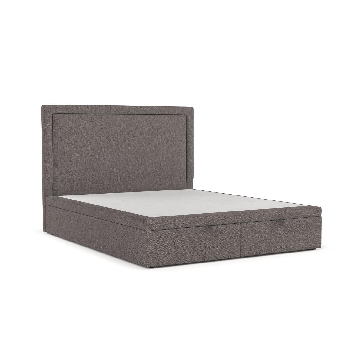 Wohnli Möbelsuche - POLSTERBETT Salma mit Stauraum 200/200 cm Braun im Megan Stoff