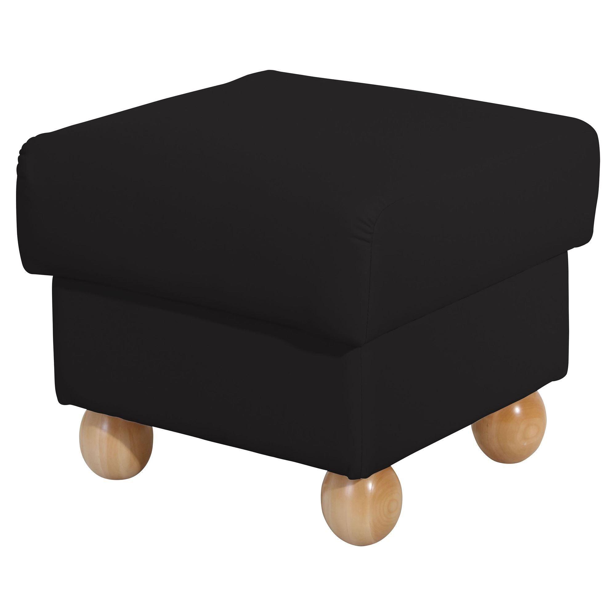 Wohnli Möbelsuche - HOCKER Kasha Bezug Kunstleder Buche natur / schwarz