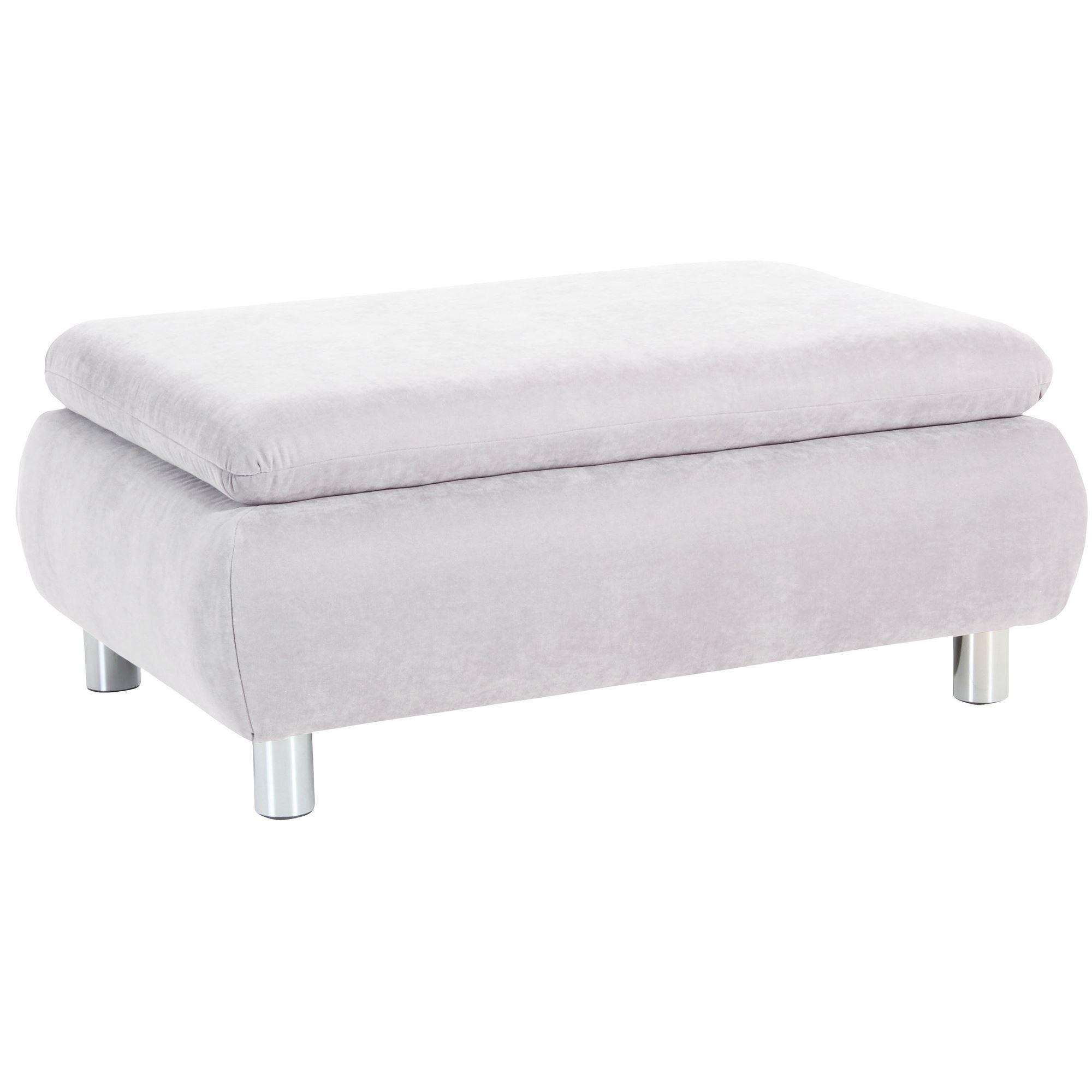 Wohnli Möbelsuche - HOCKER Kaye Bezug Veloursstoff Metallfuß verchromt / creme