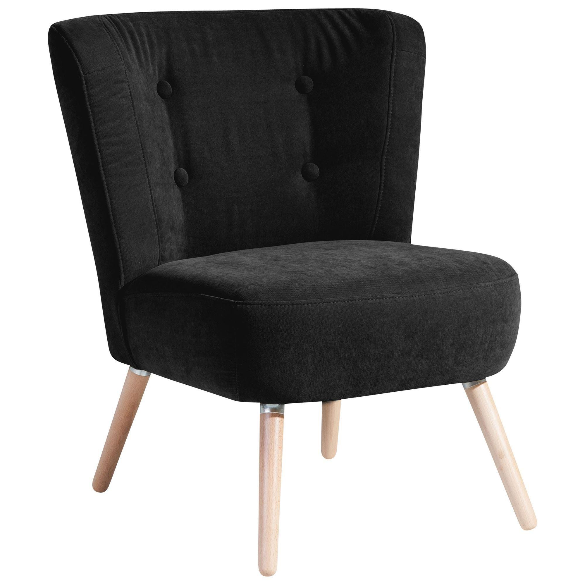 wohnli-moebel-suche-800000928038 Wohnli Möbelsuche - SESSEL Kassi Bezug Veloursstoff Buche natur / schwarz