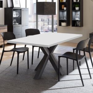 wohnli-moebel-suche-800000929255-1 ESSZIMMERTISCH Elda 2 160 x 90 x 75 Esstisch Schwarzstahl/Weiß Matt Lack Holz 58aufmkessel Möbel > Tische > Esstische Weiß